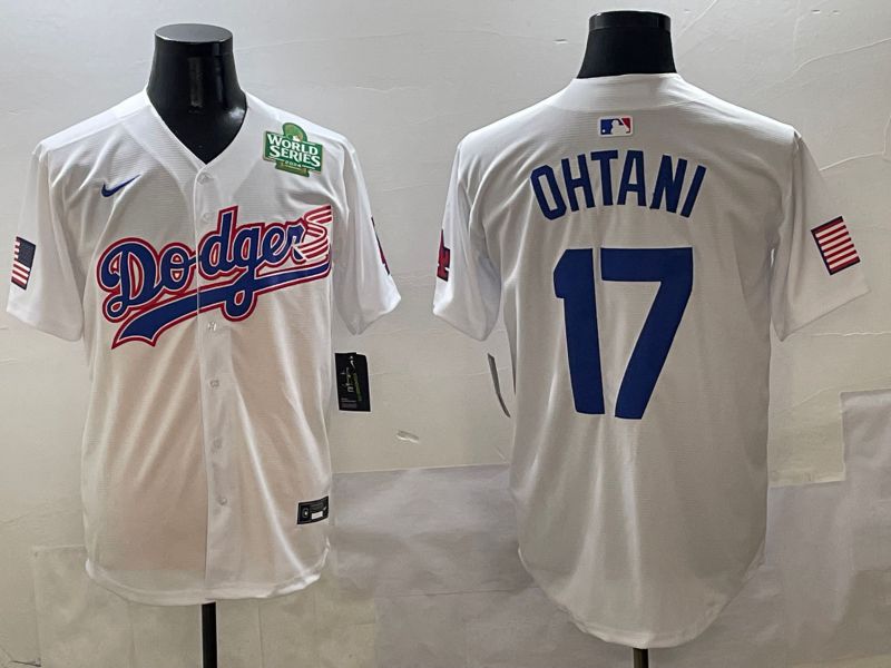 Men Los Angeles Dodgers #17 Ohtani White Second generation Joint Name Nike 2025 MLB Jersey style 5